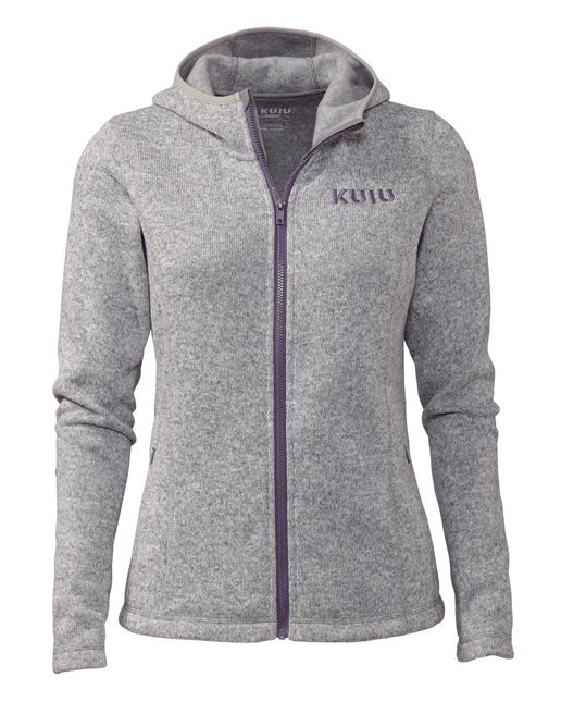 Kuiu Women's Base Camp Hooded Sweater (Heather Grey - Full Zip)